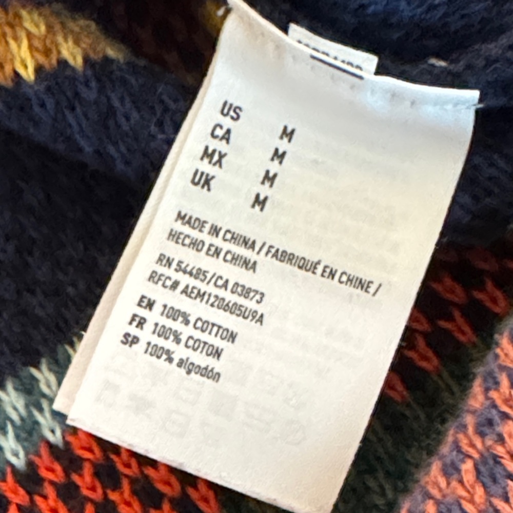 American Eagle Multicolor Baja Pullover Hooded Knit Sweater Women's M - Picture 8 of 10